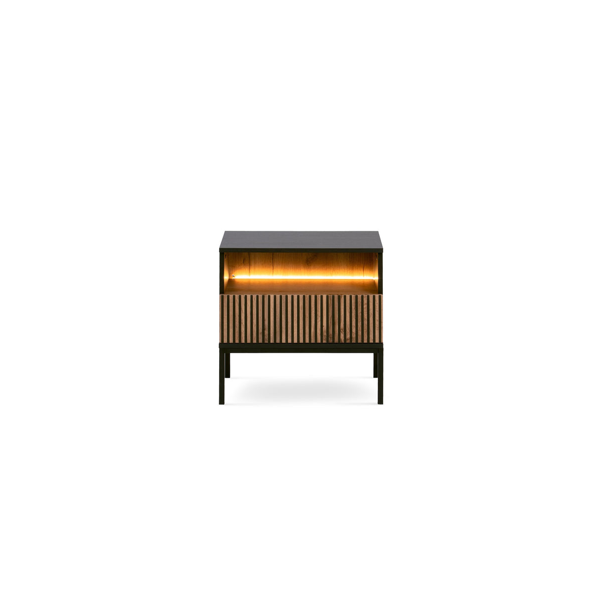 Lampy Bedside Table with Slatted Front 54x56 cm – front view