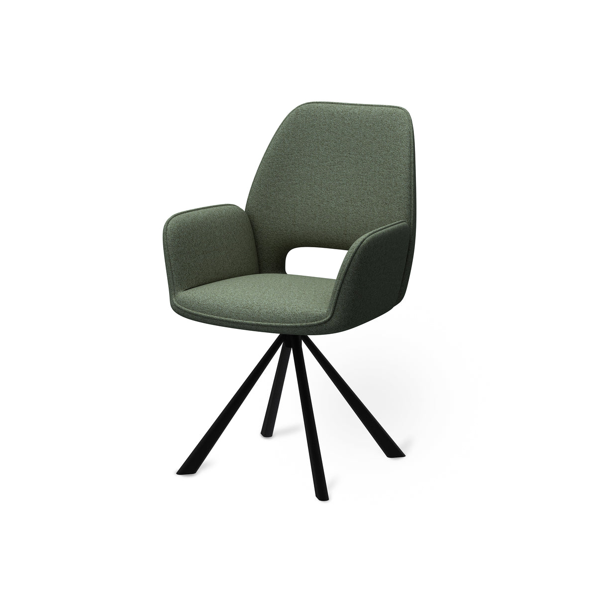 Fente Set of Two Swivel Chairs with Armrests, Modern Style – Olive Green