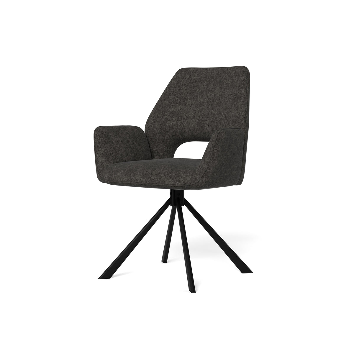 Fente Set of Two Swivel Chairs with Armrests, Modern Style – Dark Graphite