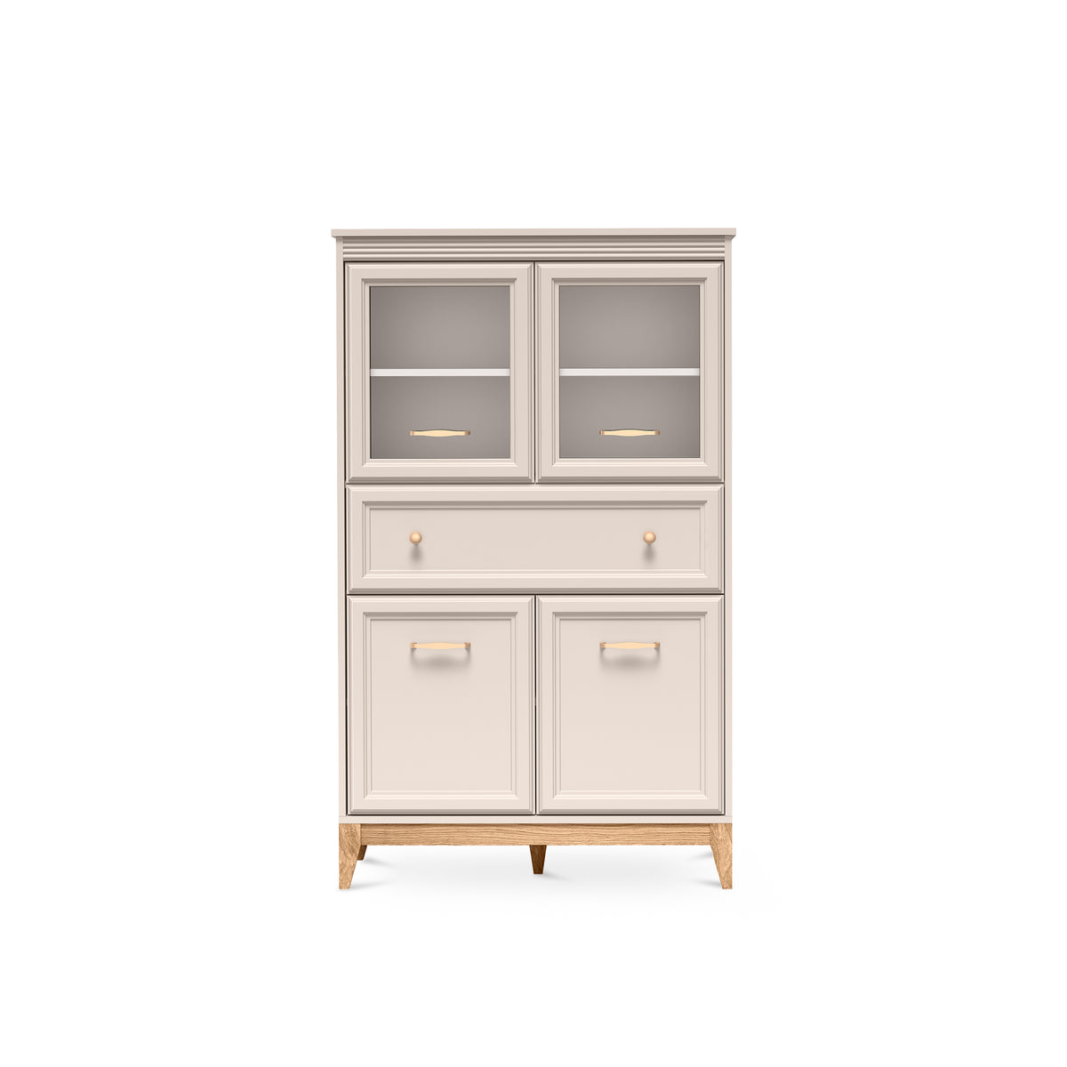 Serena Display Cabinet 92x151 with Glass Fronts, Modern Classic Style – front view