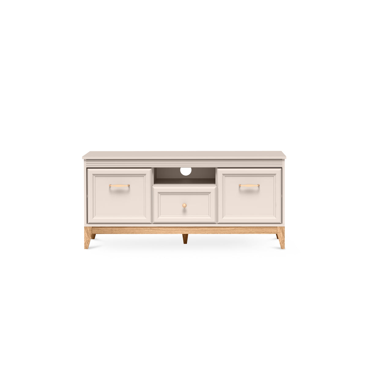 Serena TV Unit 136x62 with Fluted Fronts, Modern Classic Style – front view