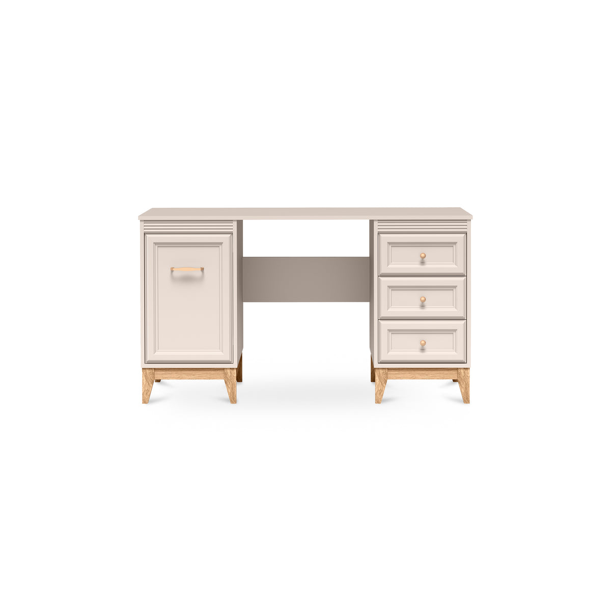 Serena-bureau 138x78 met 3 laden in modern classic-stijl - vooraanzicht