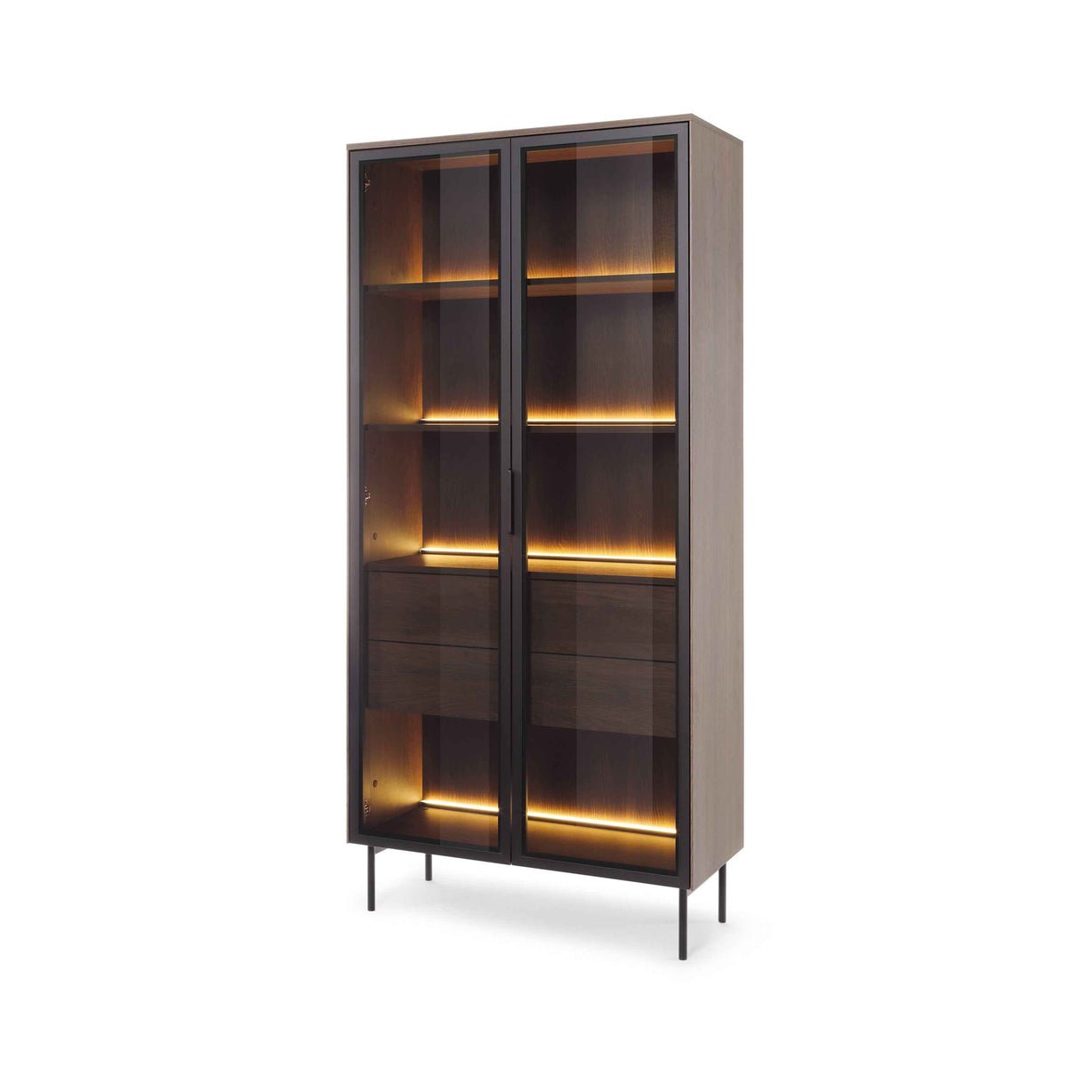 Lummer Glass Display Cabinet 91x195 cm, Modern Style – Dunin Oak