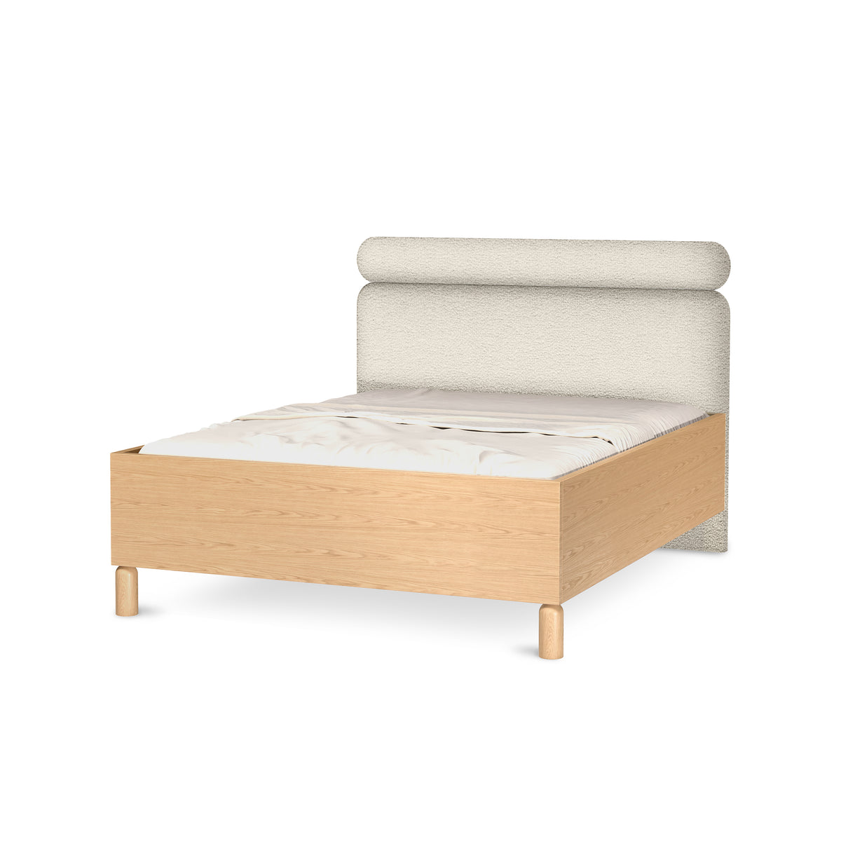 Fjord Upholstered Ottoman Bed 140/160x200 with Storage, Scandinavian Style – angled view | Pillovely