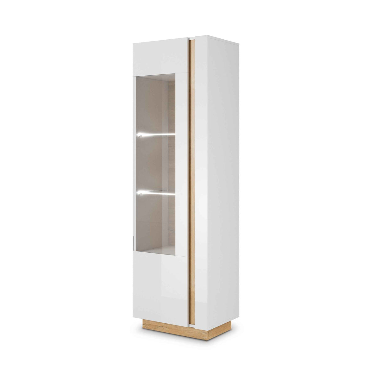 Armelia Glass Display Cabinet 60x194 cm, Modern Style – angled view | Pillovely
