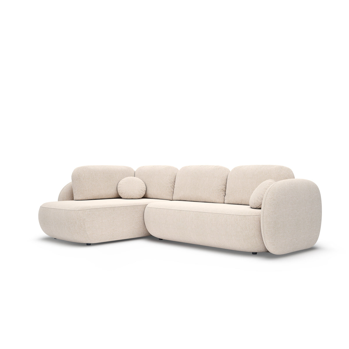 Olemo Corner Sofa Bed with Storage, Sleeping Area 123x250, Organic Modern – angled view | Pillovely