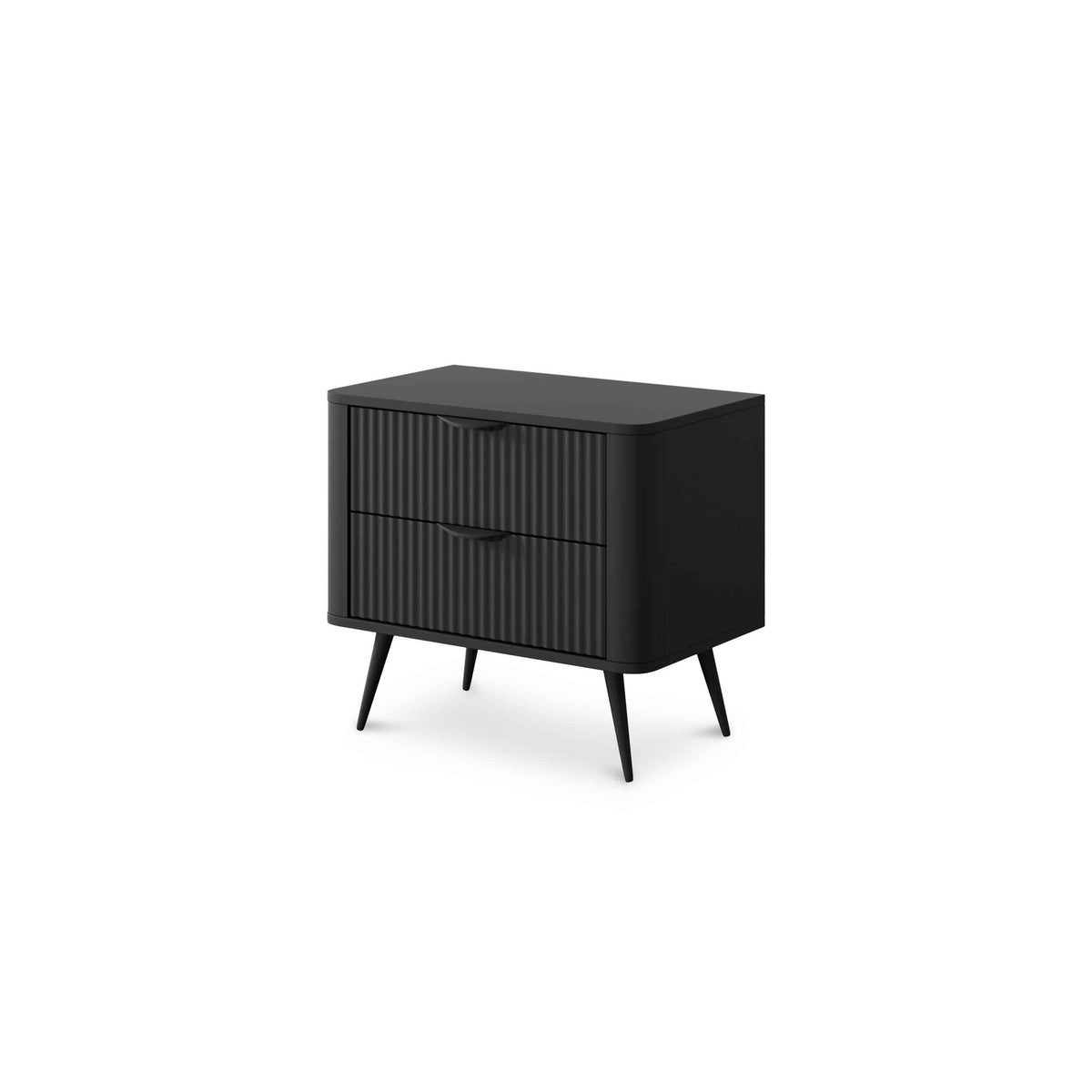 Laanti Bedside Table with 2 Drawers 63x55 cm, Elegant Style – Black