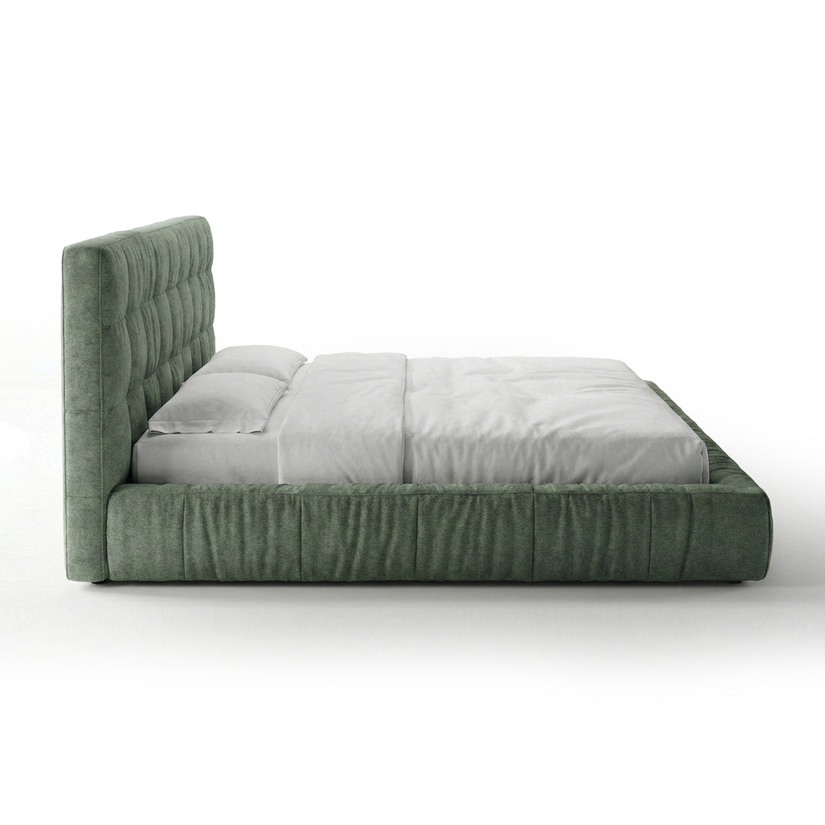Gestoffeerd bed Talaro, gecapitonneerd, met een laag frame in moderne stijl - zijaanzicht