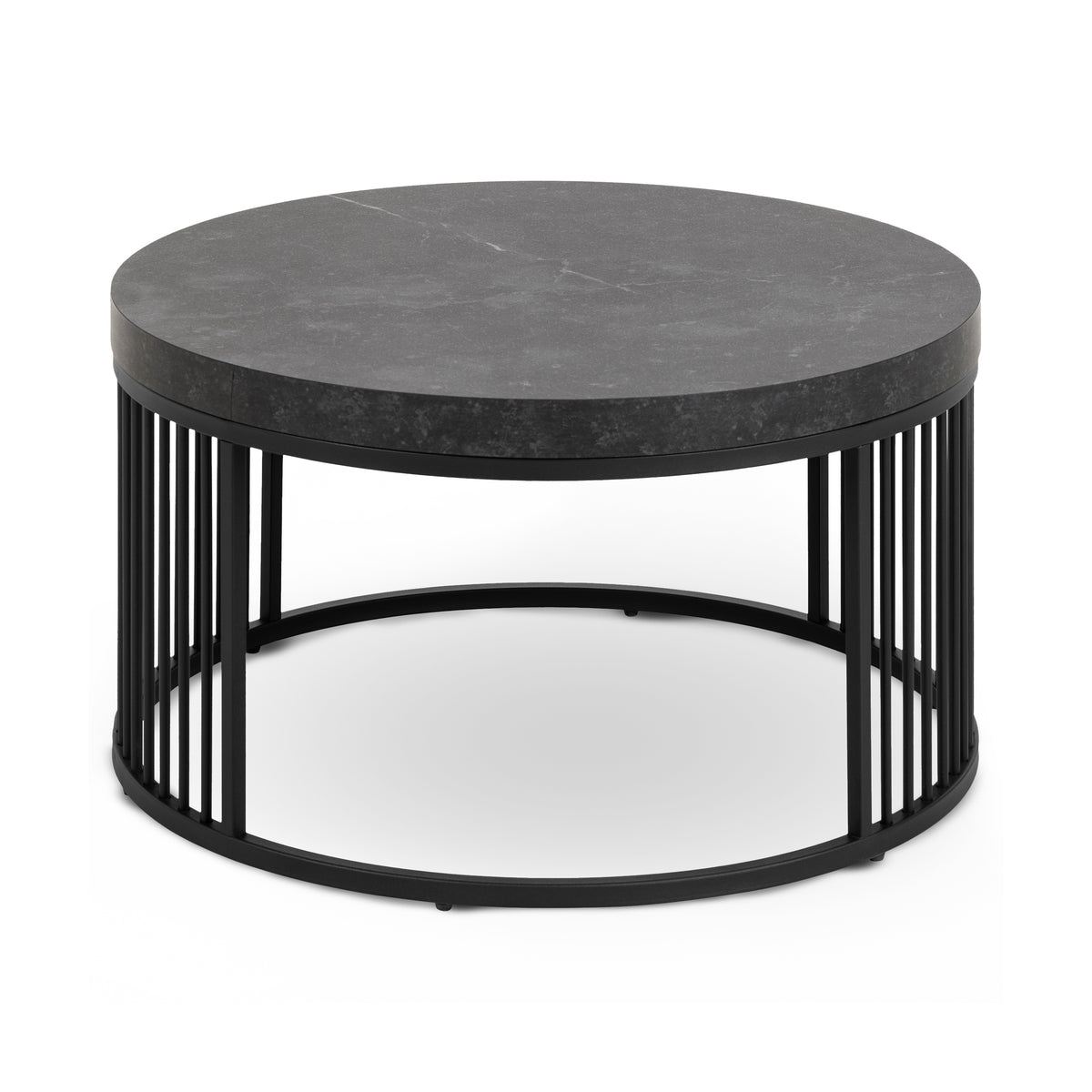 Cella Round Coffee Table with a Black Marble Effect, Modern Style – front view