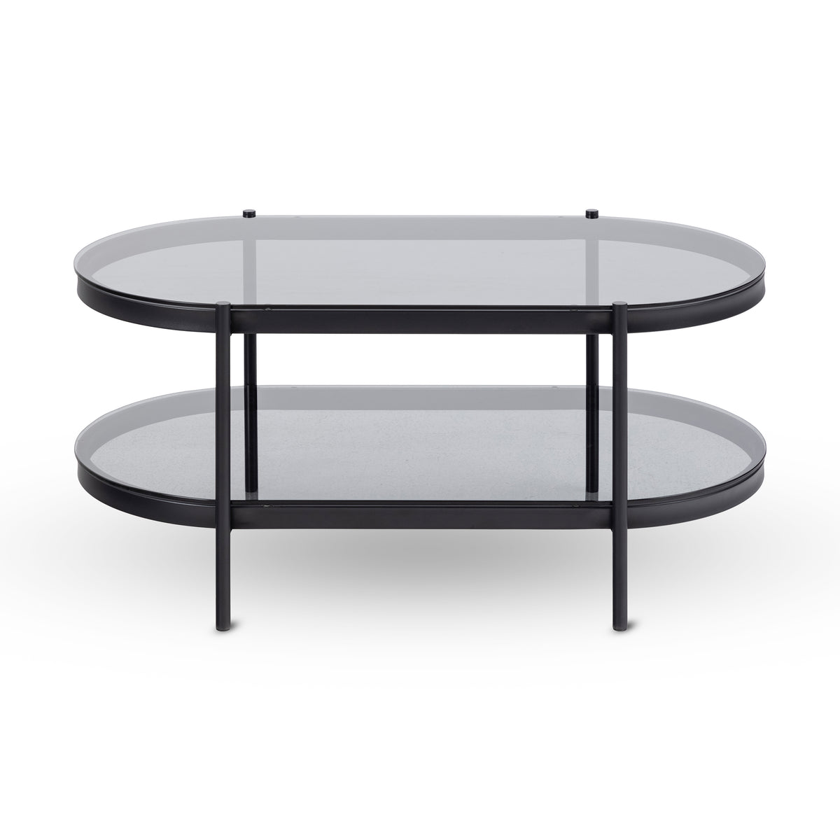Moren Oval Coffee Table with Smoked Glass, Modern Style – front view