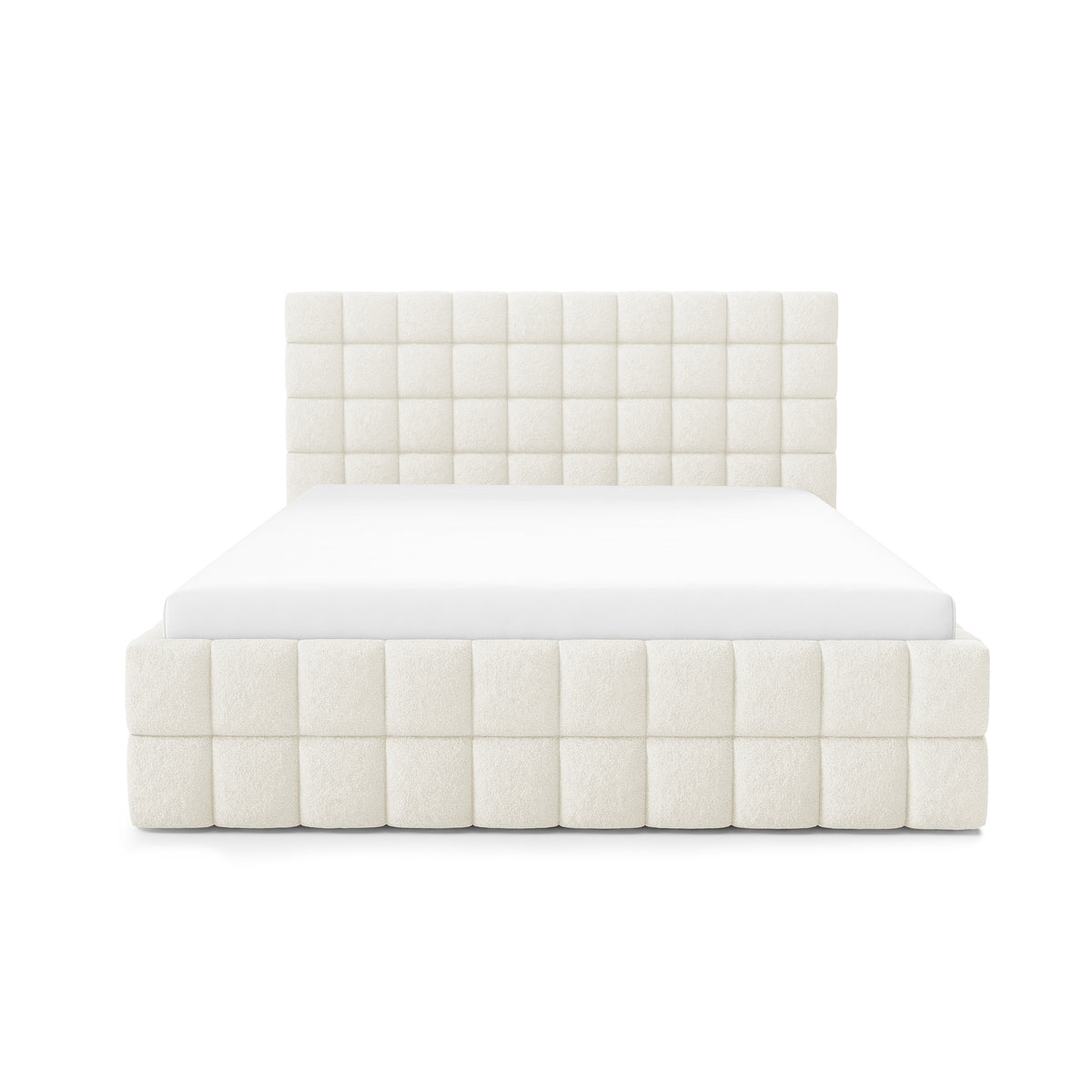 Stratus Upholstered Ottoman Bed with Storage, Various Sizes in Modern Style, Lambi Fabric – front view