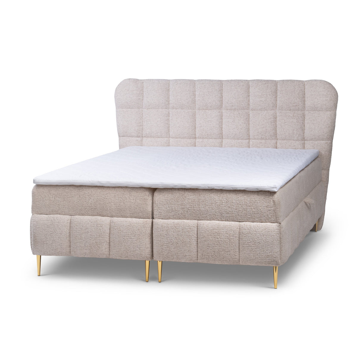 Domy Continental Divan Bed with Topper and Two Storage Compartments, Classic Style – Milky Surface (BELLO 05), 200