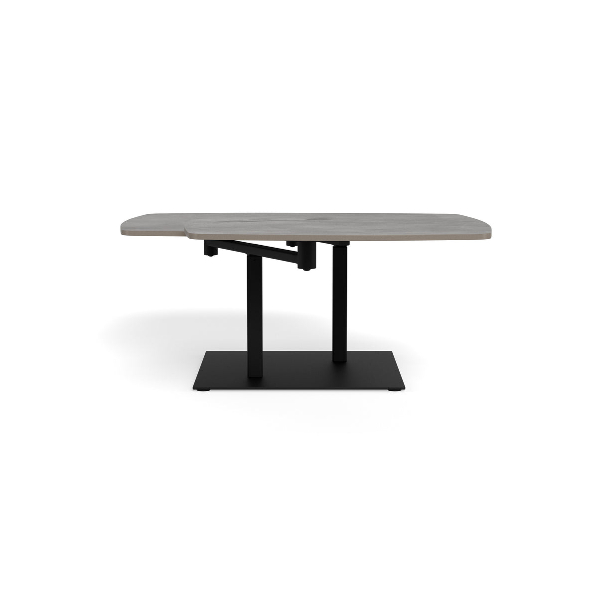 Salontafel Dualis met draaiblad van 128 × 40 cm in loftstijl - zijaanzicht
