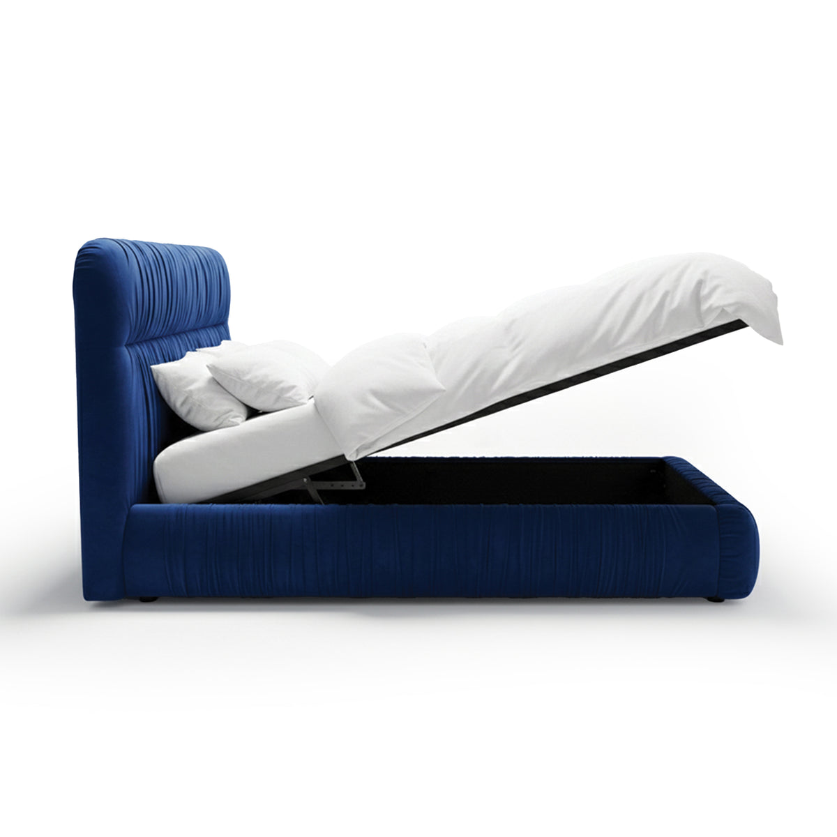 Drapori Upholstered Pleated Ottoman Bed with Storage, Modern Style