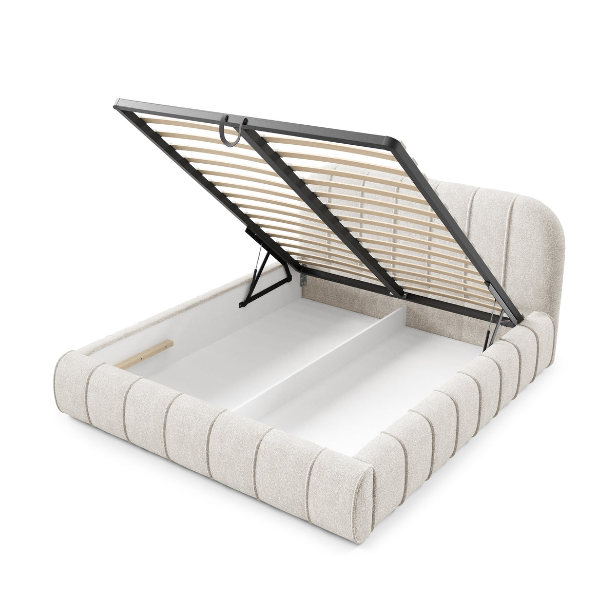 Apfella Upholstered Ottoman Bed with Storage, Modern Style – with doors open
