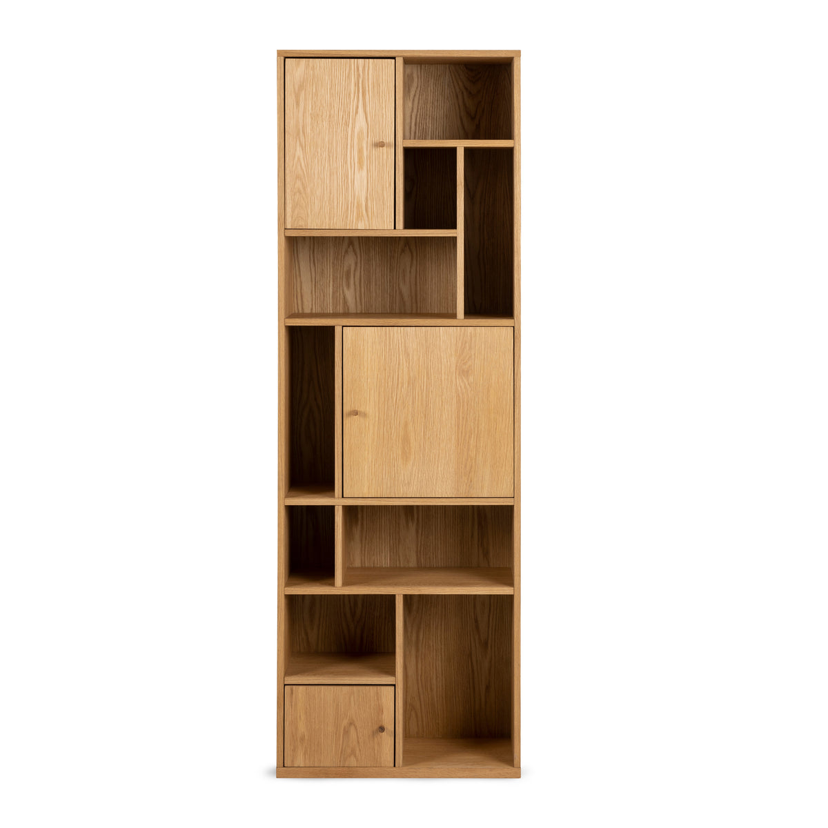 Asymo Wooden Bookcase 61x180 with Closed Shelves – front view | Pillovely