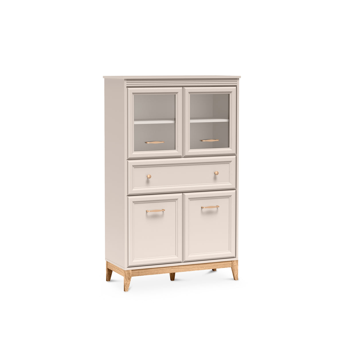Serena Display Cabinet 92x151 with Glass Fronts, Modern Classic Style – angled view | Pillovely