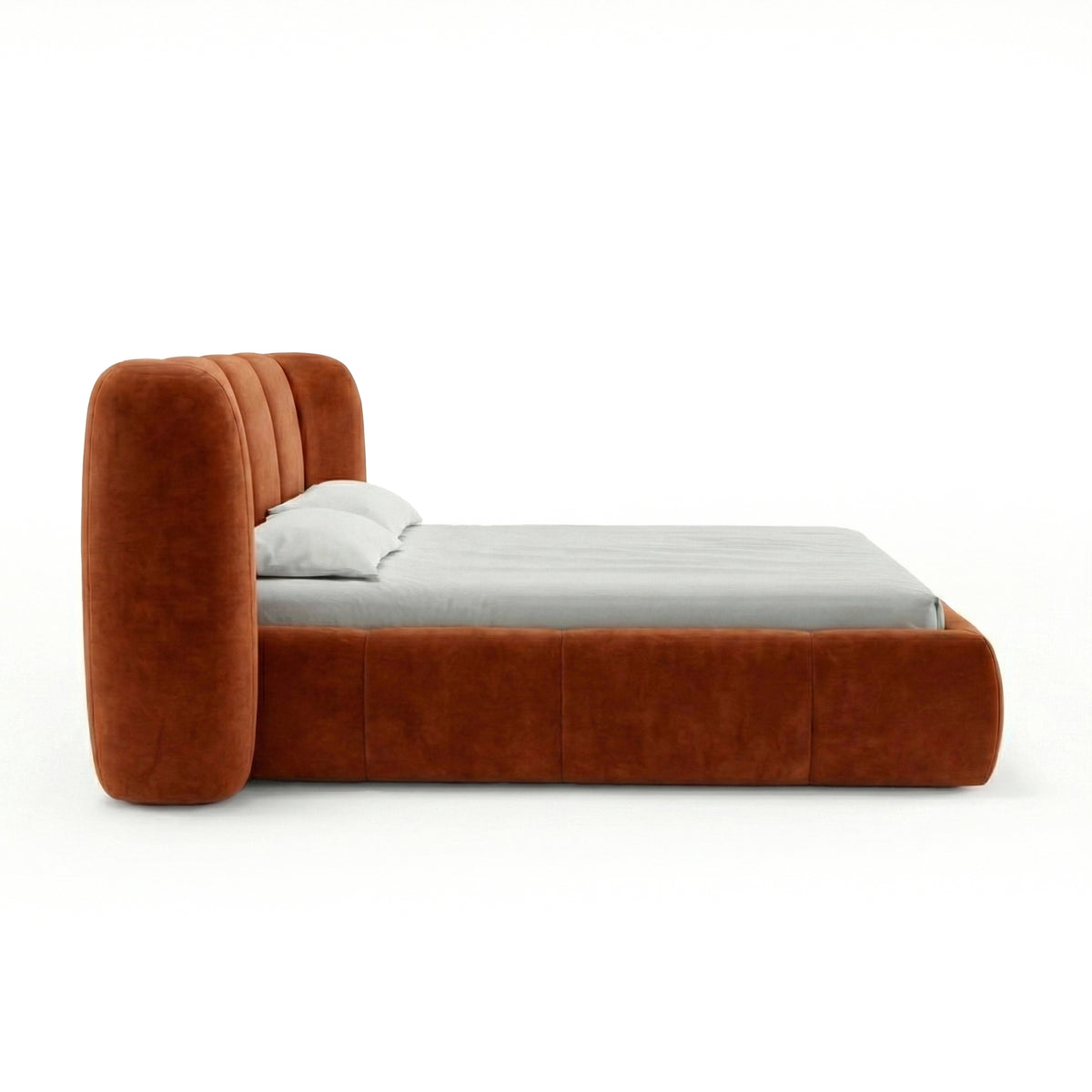 Ventara Upholstered Ottoman Bed with Vertical Tufting and Storage, Soft Modern Style – side view