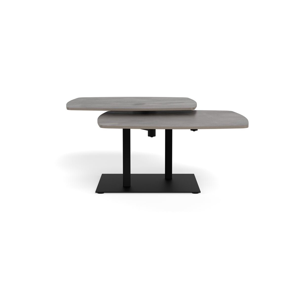 Salontafel Dualis met draaiblad van 128 × 40 cm in loftstijl - zijaanzicht