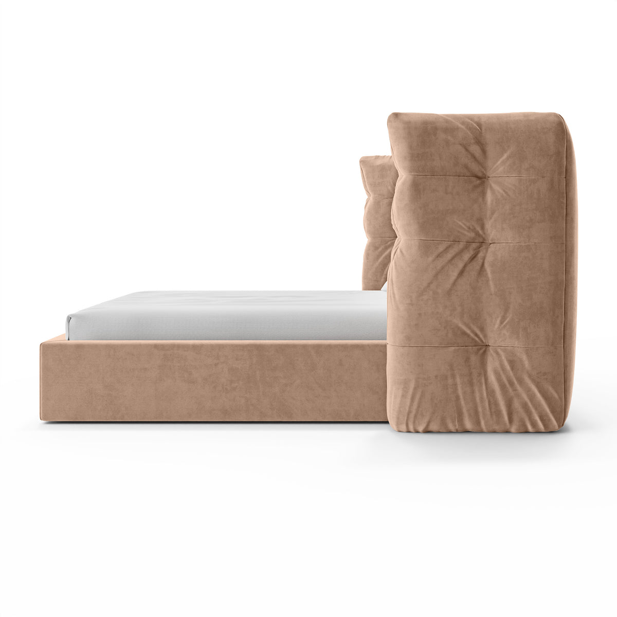 Diara Tufted Upholstered Ottoman Bed with Storage, Glamour Style – side view