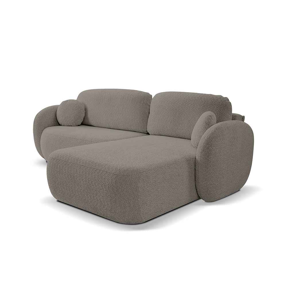 Olemo 4 Seater Corner Sofa Bed, Minimalist Style, Abriamo Fabric – Right-sided, Dark Chocolate (ABRIAMO 01)