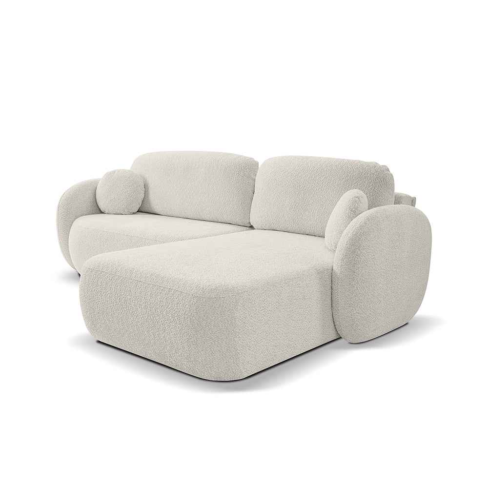 Olemo 4 Seater Corner Sofa Bed, Minimalist Style, Abriamo Fabric – Right-sided, Sandy Dune (ABRIAMO 03)