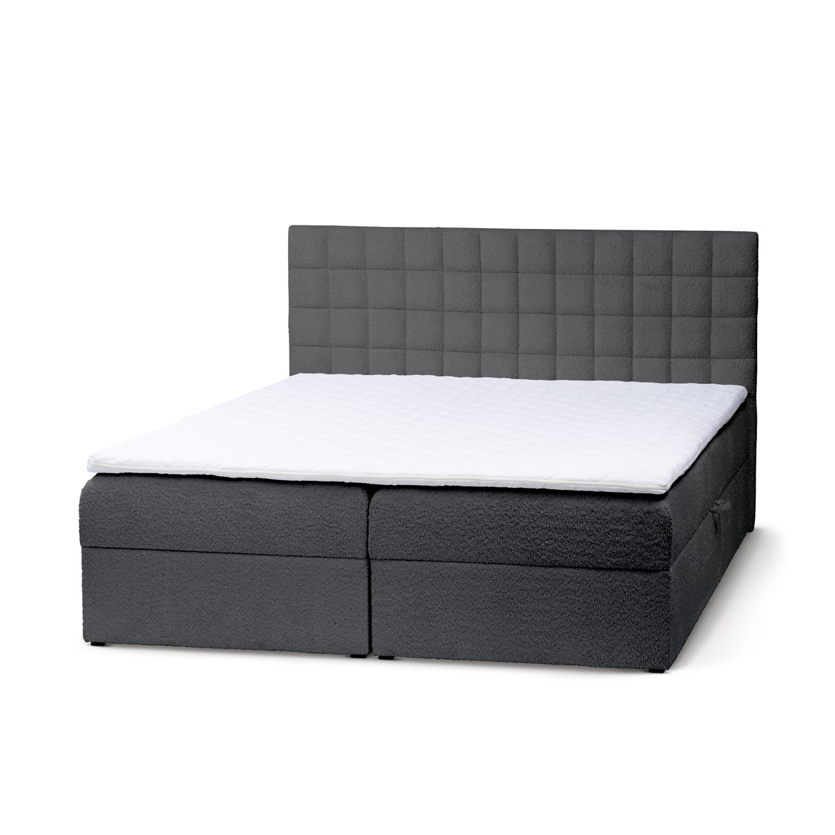 Laky Continental Divan Bed with Topper and Storage, Modern Style – Noble Coal (ABRIAMO 08), 200