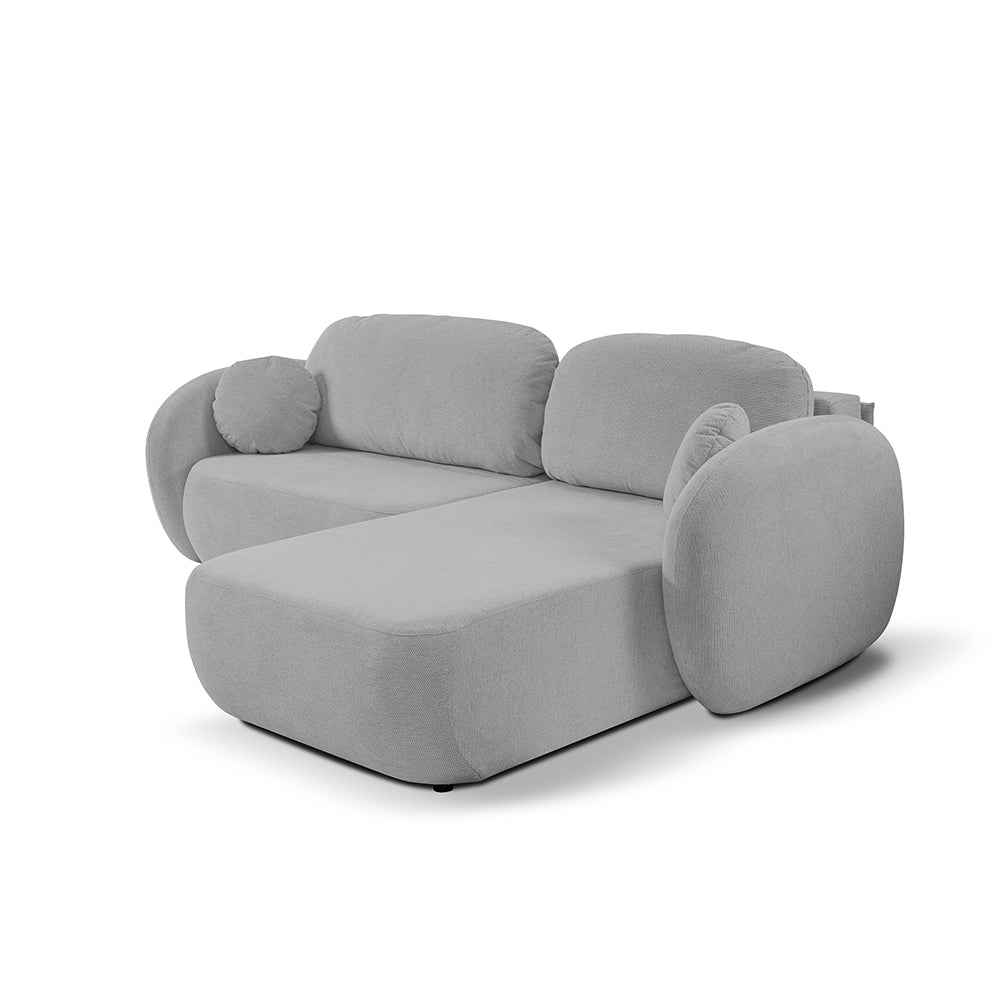 Olemo Corner Sofa Bed DL 248 cm, Modern Style, Aragon Fabric – Right-sided, Steel Gray (ARAGON 83)