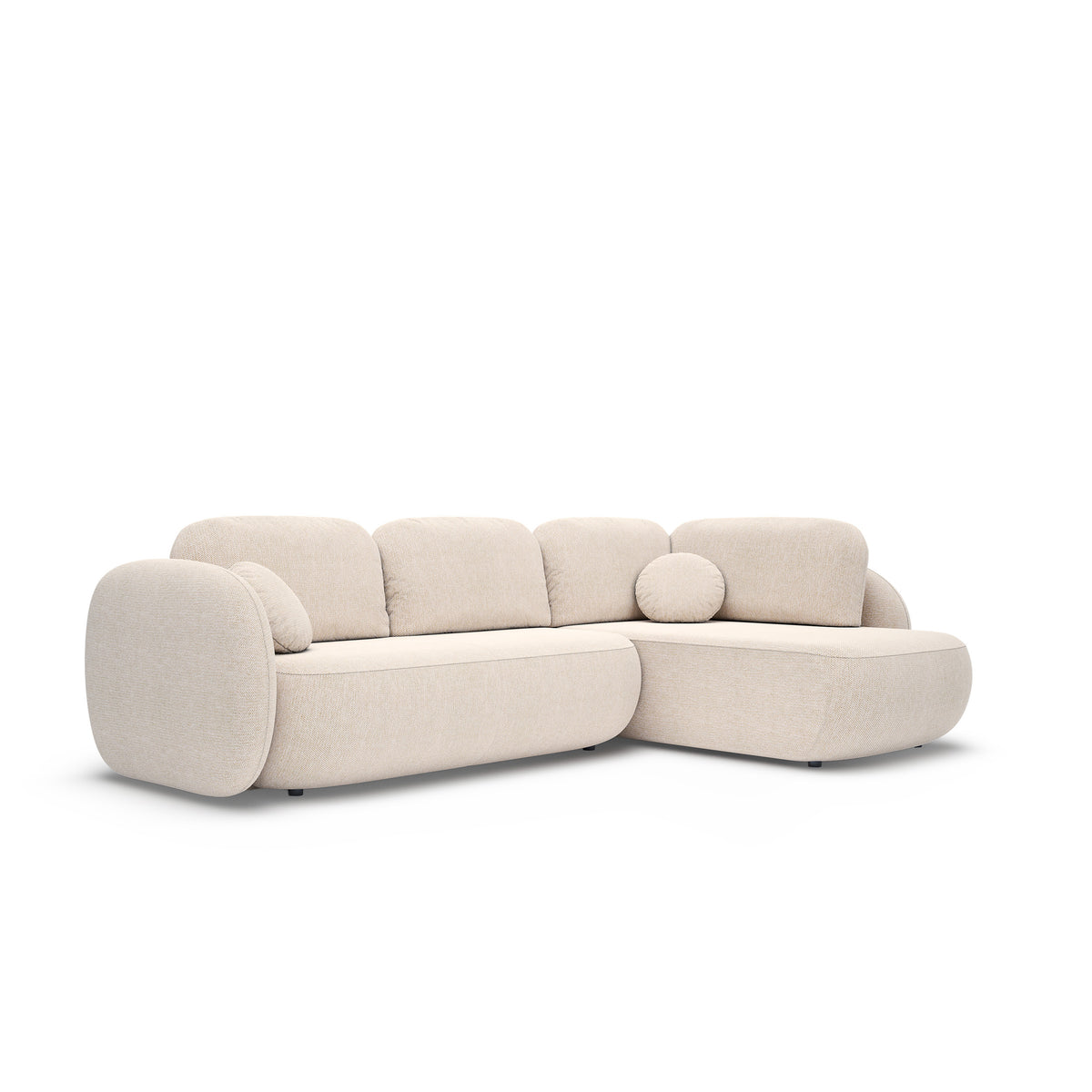 Olemo Corner Sofa Bed with Storage, Sleeping Area 123x250, Organic Modern – Right-hand facing, Cream Taupe (ARAGON 03)