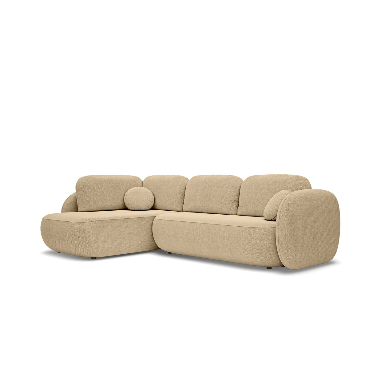 Olemo Corner Sofa Bed with Storage, Sleeping Area 123x250, Organic Modern – Left-hand facing, Walnut Beige (ARAGON 14)