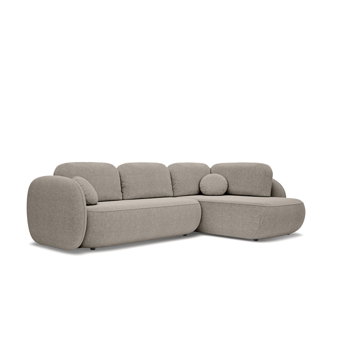 Olemo Corner Sofa Bed with Storage, Sleeping Area 123x250, Organic Modern – Right-hand facing, Stone Mist (ARAGON 20)