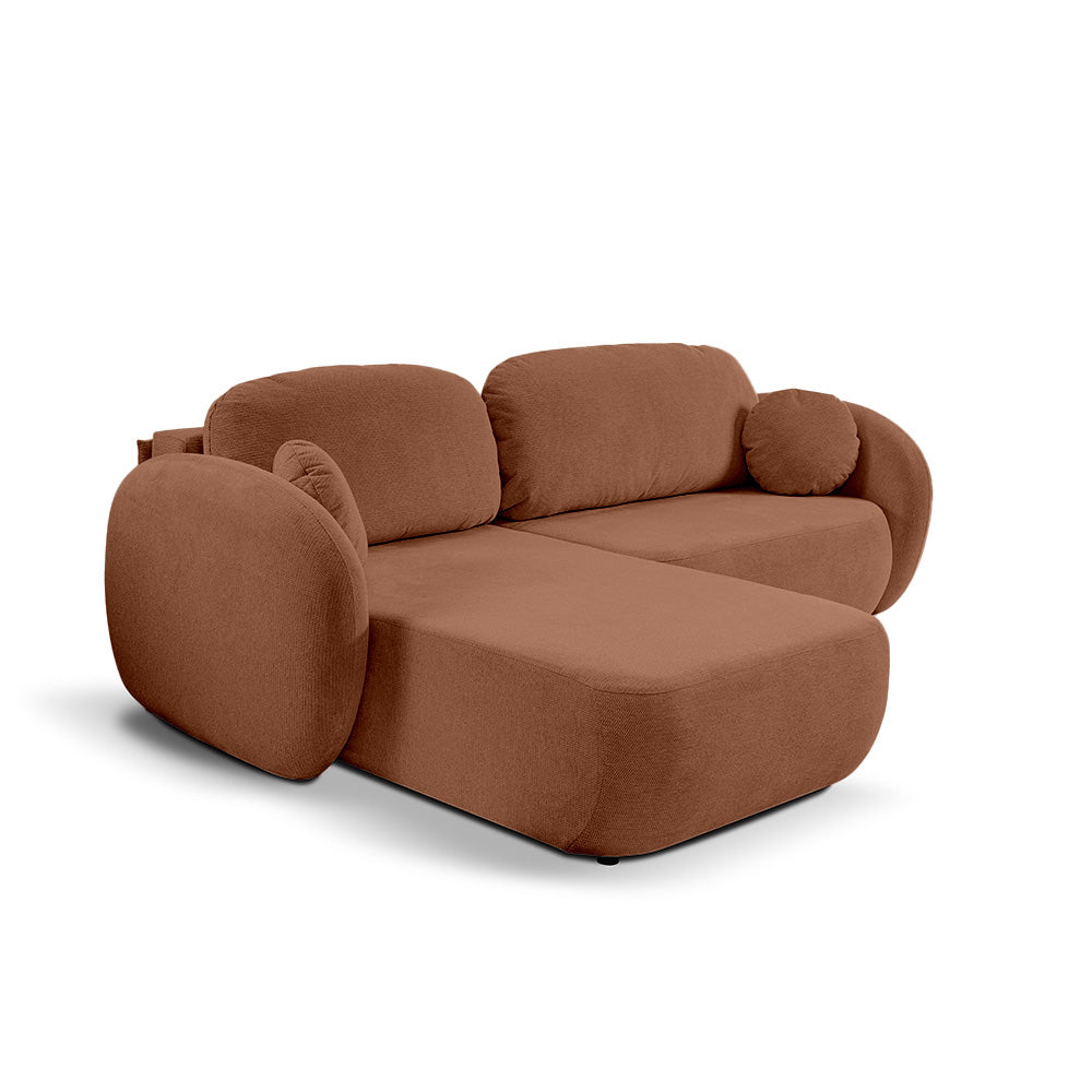 Olemo Corner Sofa Bed DL 248 cm, Modern Style, Aragon Fabric – Left-sided, Cinnamon Matte (ARAGON 56)