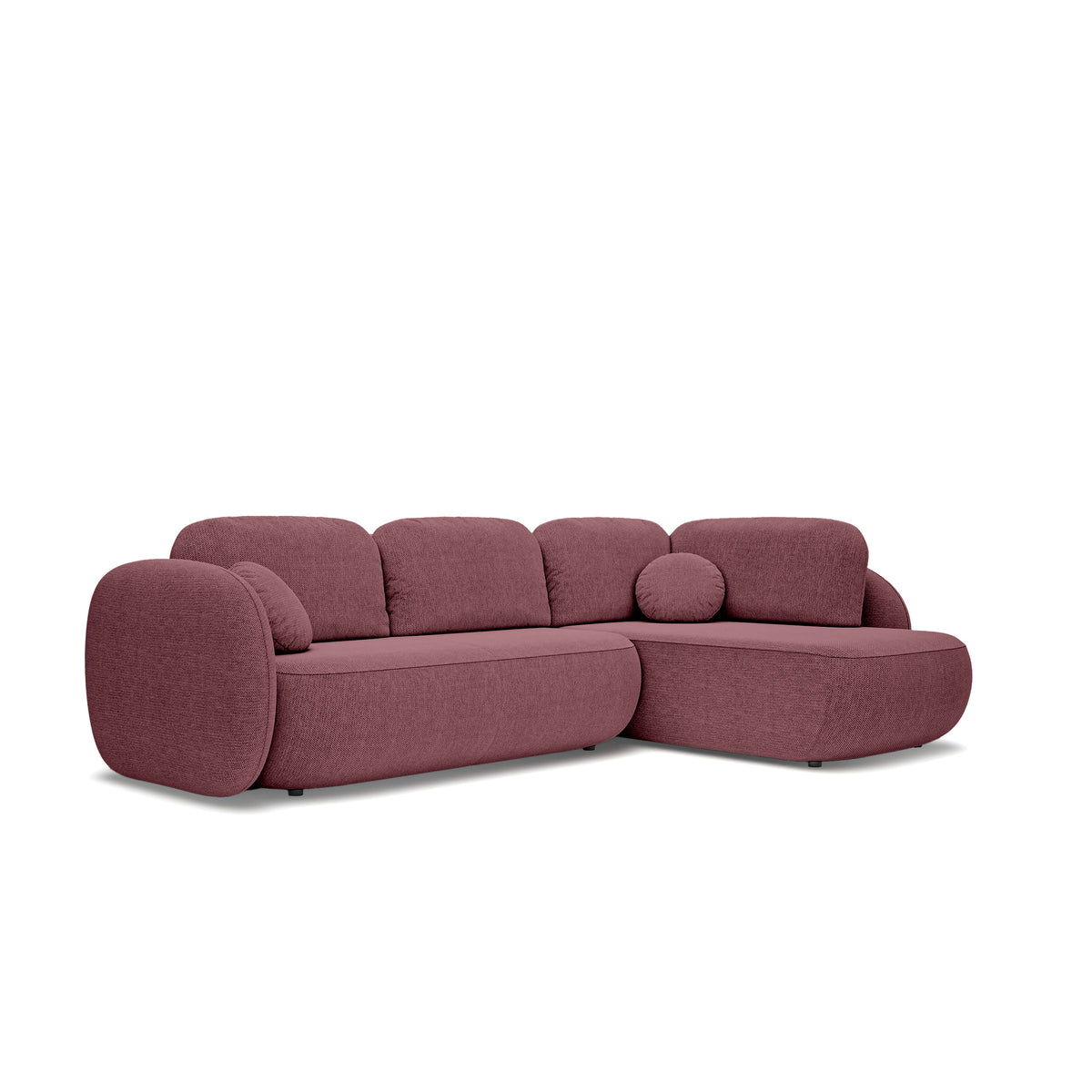 Olemo Corner Sofa Bed with Storage, Sleeping Area 123x250, Organic Modern – Right-hand facing, Burgundy Matte (ARAGON 69)