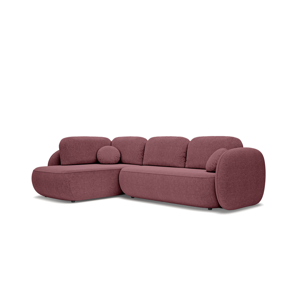 Olemo Corner Sofa Bed with Storage, Sleeping Area 123x250, Organic Modern – Left-hand facing, Burgundy Matte (ARAGON 69)