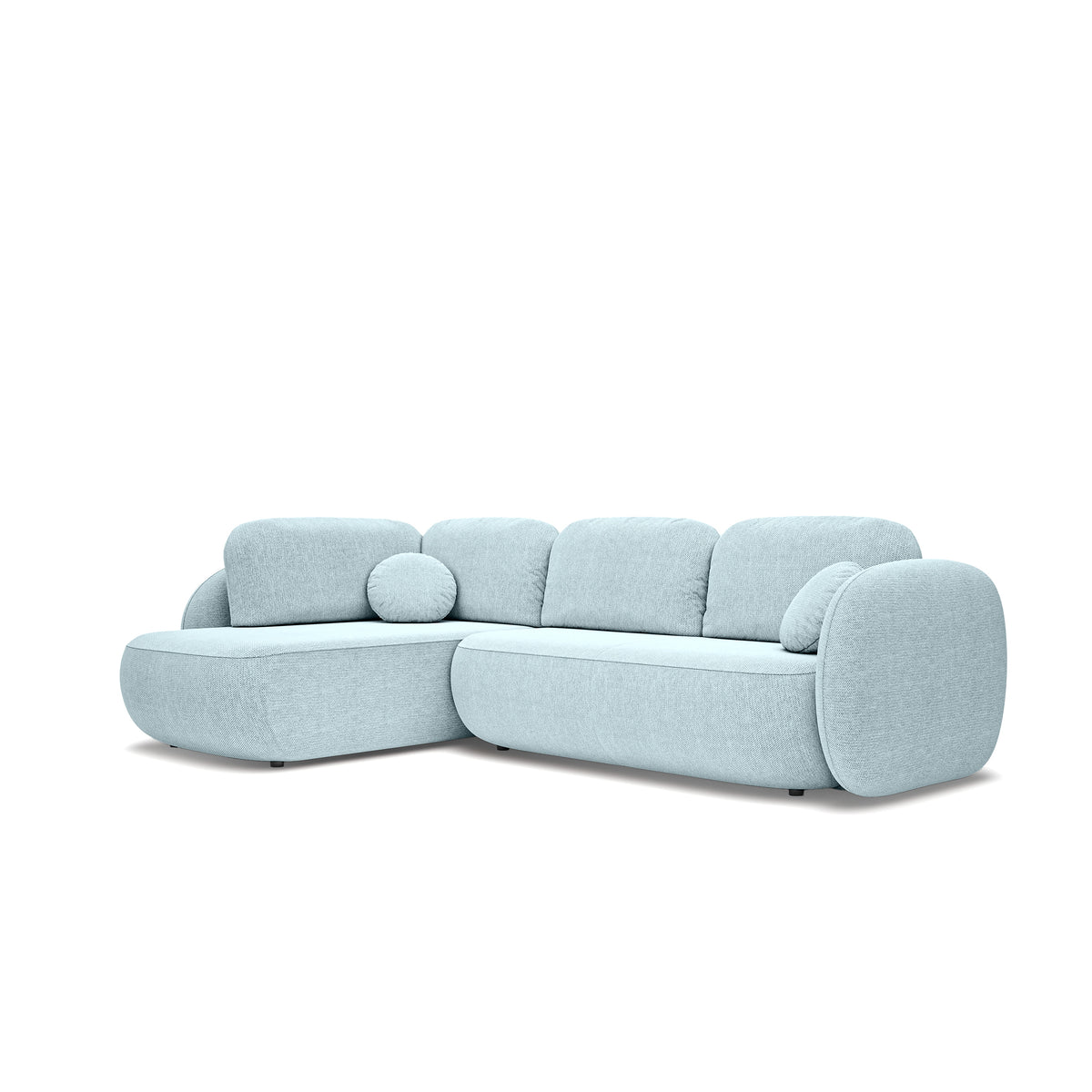 Olemo Corner Sofa Bed with Storage, Sleeping Area 123x250, Organic Modern – Left-hand facing, Icy Azure (ARAGON 70)