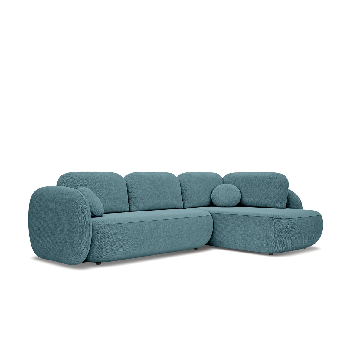 Olemo Corner Sofa Bed with Storage, Sleeping Area 123x250, Organic Modern – Right-hand facing, Ocean Steel (ARAGON 75)