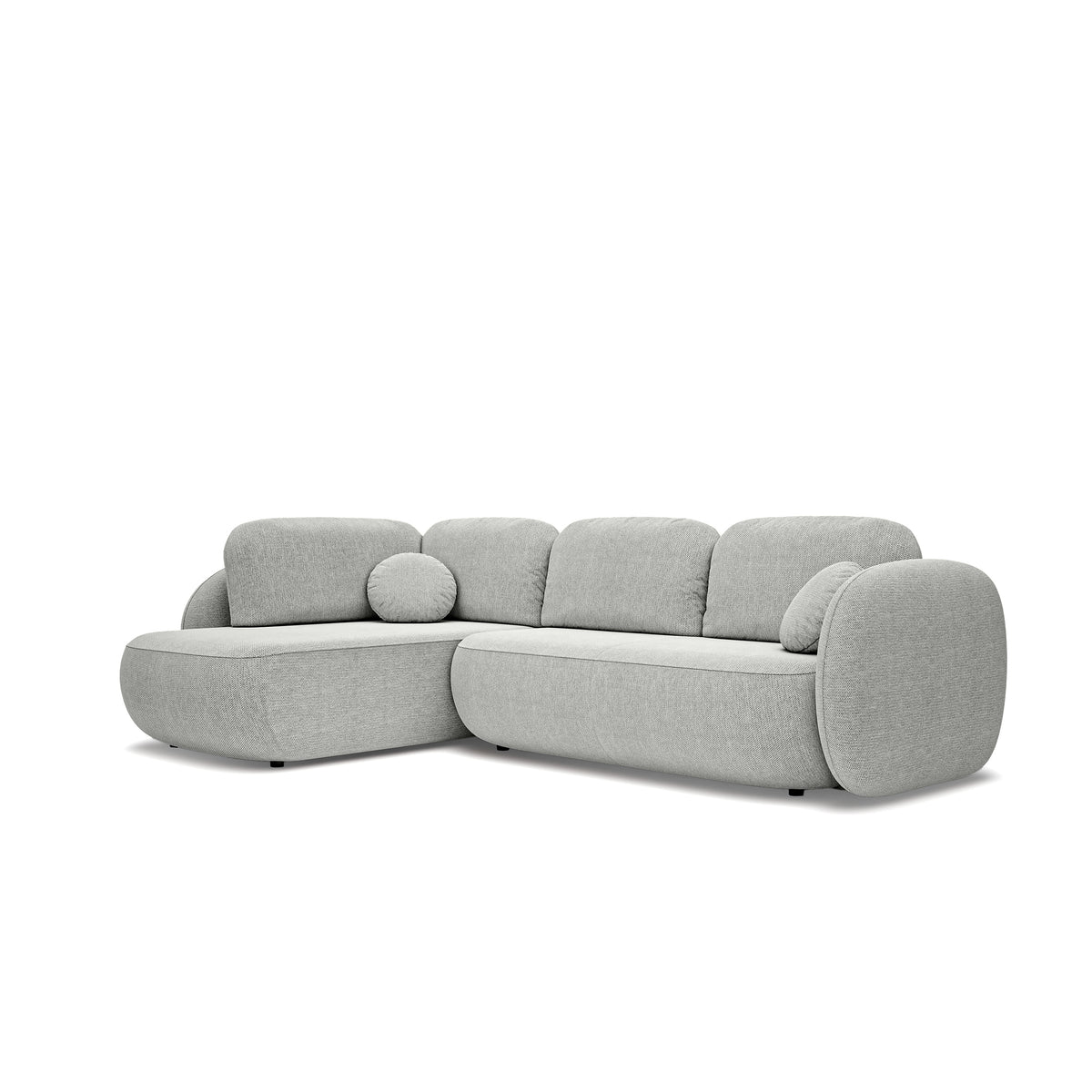 Olemo Corner Sofa Bed with Storage, Sleeping Area 123x250, Organic Modern – Left-hand facing, Ashy Taupe (ARAGON 80)