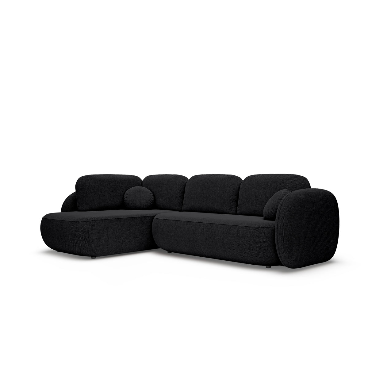 Olemo Corner Sofa Bed with Storage, Sleeping Area 123x250, Organic Modern – Left-hand facing, Raven Depth (ARAGON 99)