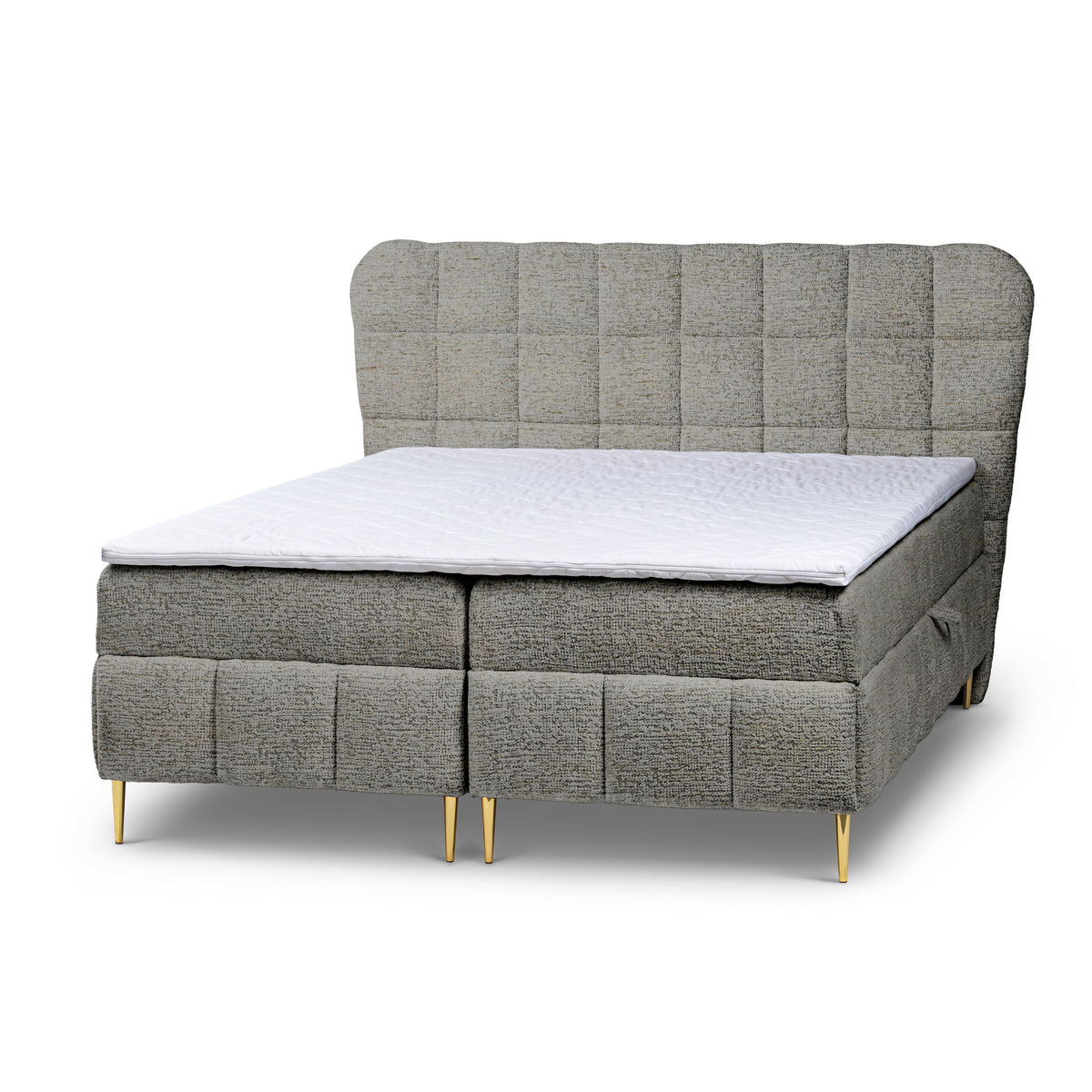 Domy Continental Divan Bed with Topper and Two Storage Compartments, Classic Style – Gray Amber (BELLO 15), 200