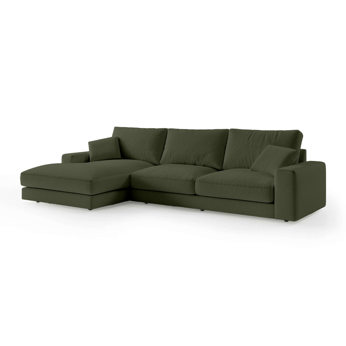 Harvesty 4–5 Seater Premium Corner Sofa, Minimalist Style – Left-Sided, Yew Green (ARAGON 39)