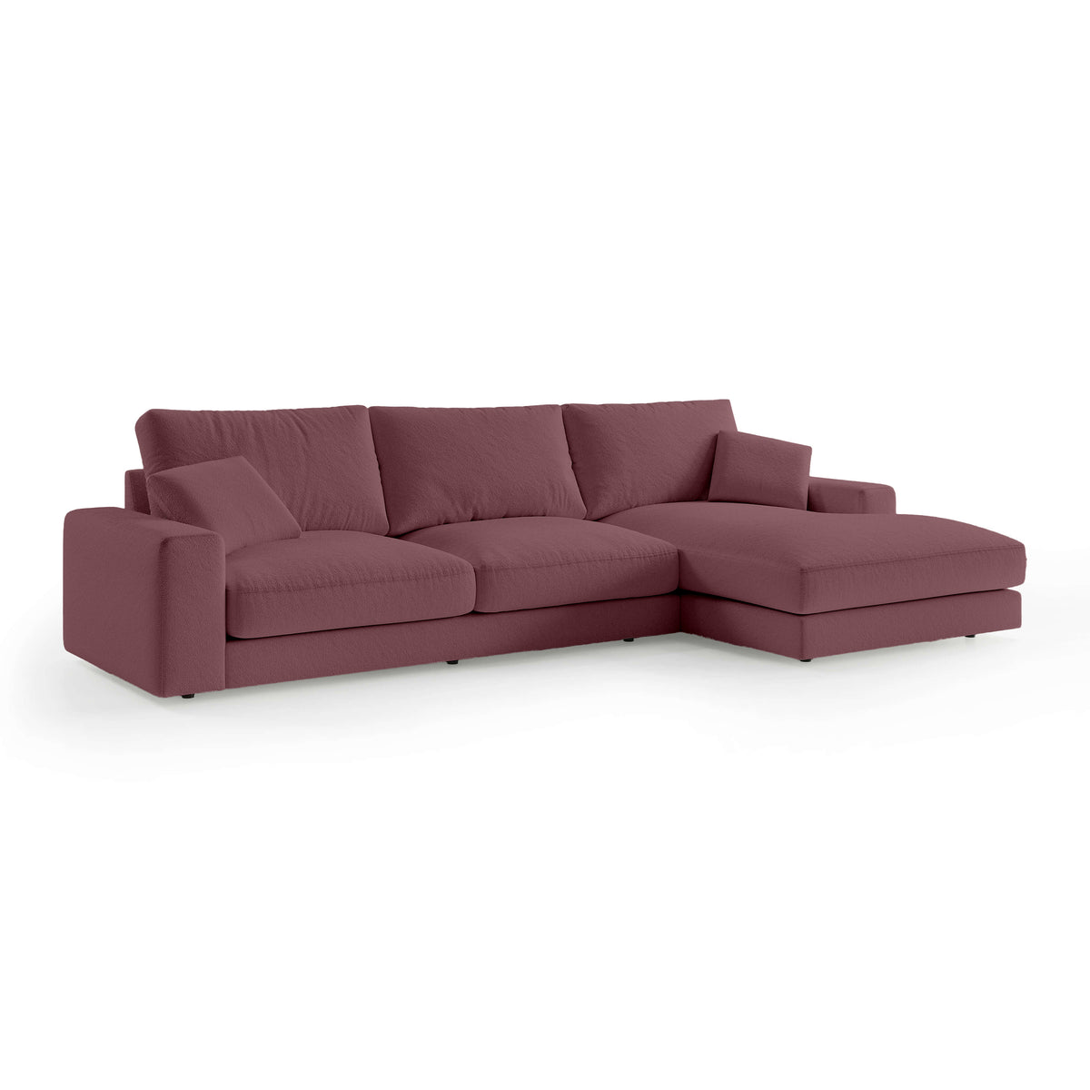 Harvesty 4–5 Seater Premium Corner Sofa, Minimalist Style – Right-Sided, Burgundy Matte (ARAGON 69)