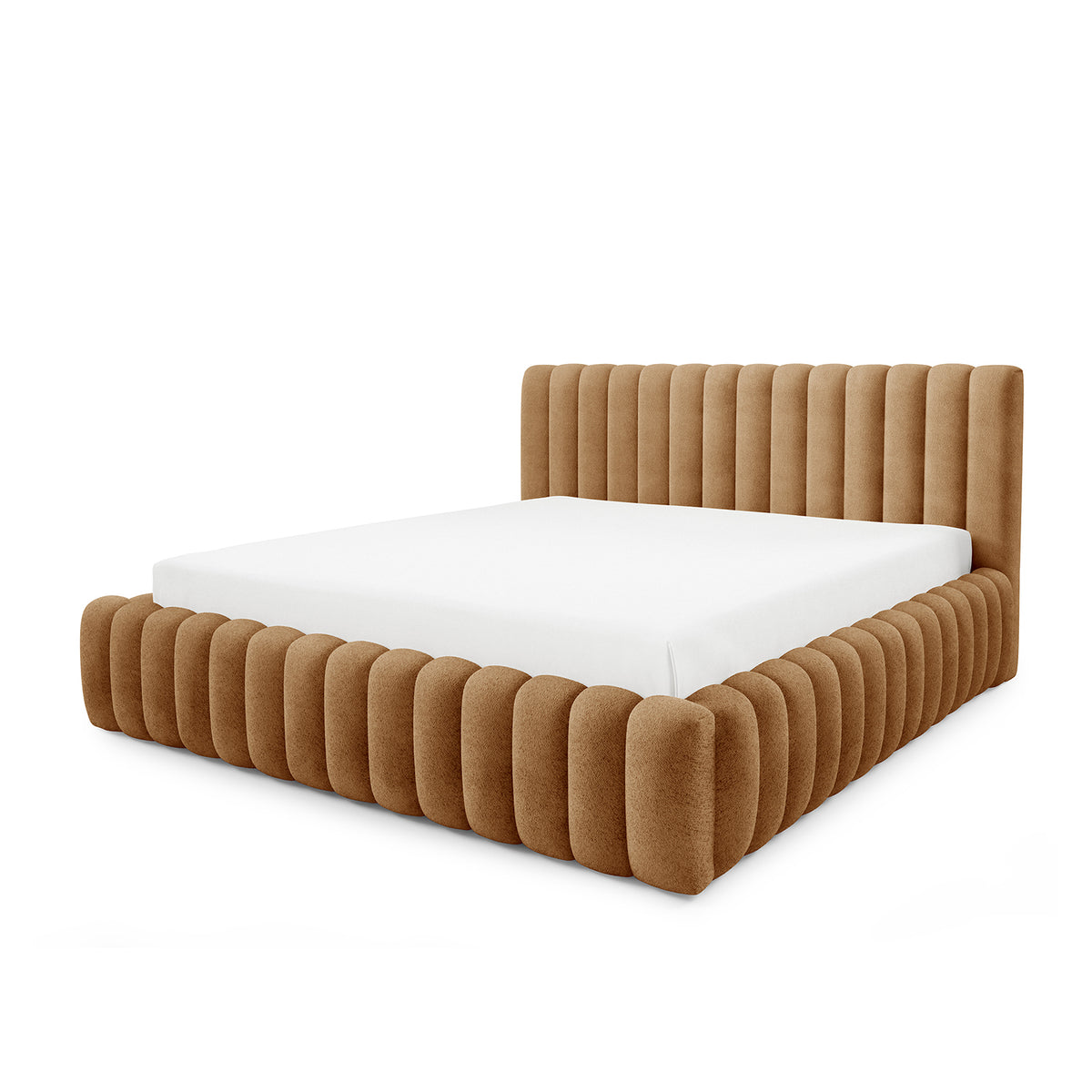 Pastel Upholstered Ottoman Bed with Storage, Modern Soft Style 140x200, 160x200 and 180x200, Coral Fabric – main photo | Pillovely