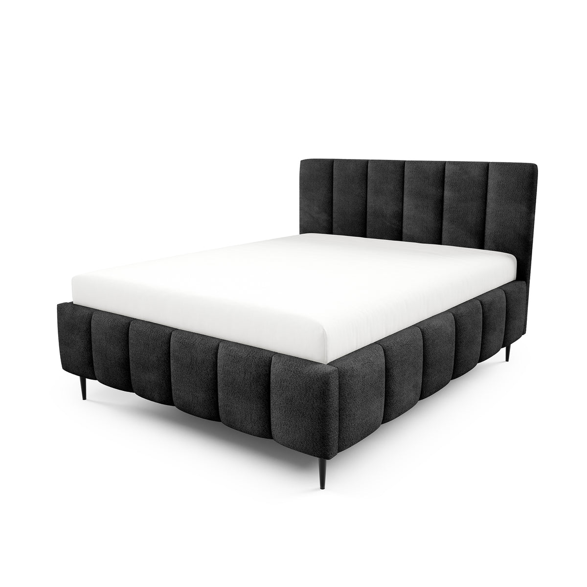 Nerom Quilted Upholstered Ottoman Bed with Storage, Various Sizes in Elegant Style, Coral Fabric – Volcanic Black (CORAL 60)