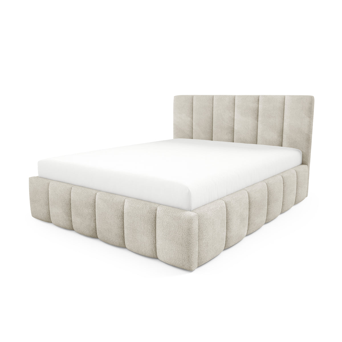 Nerom Quilted Upholstered Ottoman Bed with Storage, Various Sizes in Elegant Style, Coral Fabric – Taupe Sand (CORAL 65)