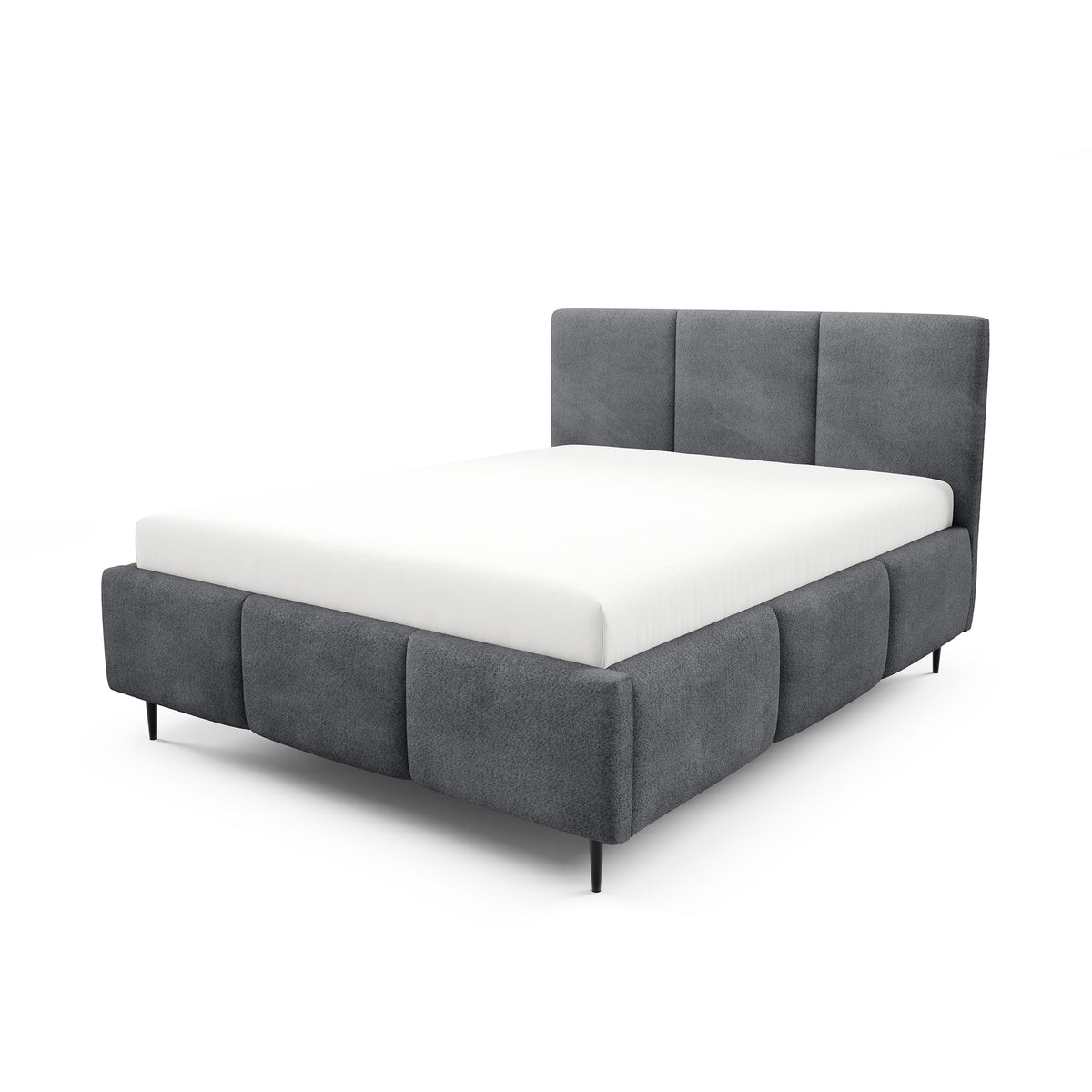 Gestoffeerd bed met opbergruimte in verschillende maten, in een moderne stijl, stof Coral | Melora Tak Grafitowy Cień (CORAL 80)