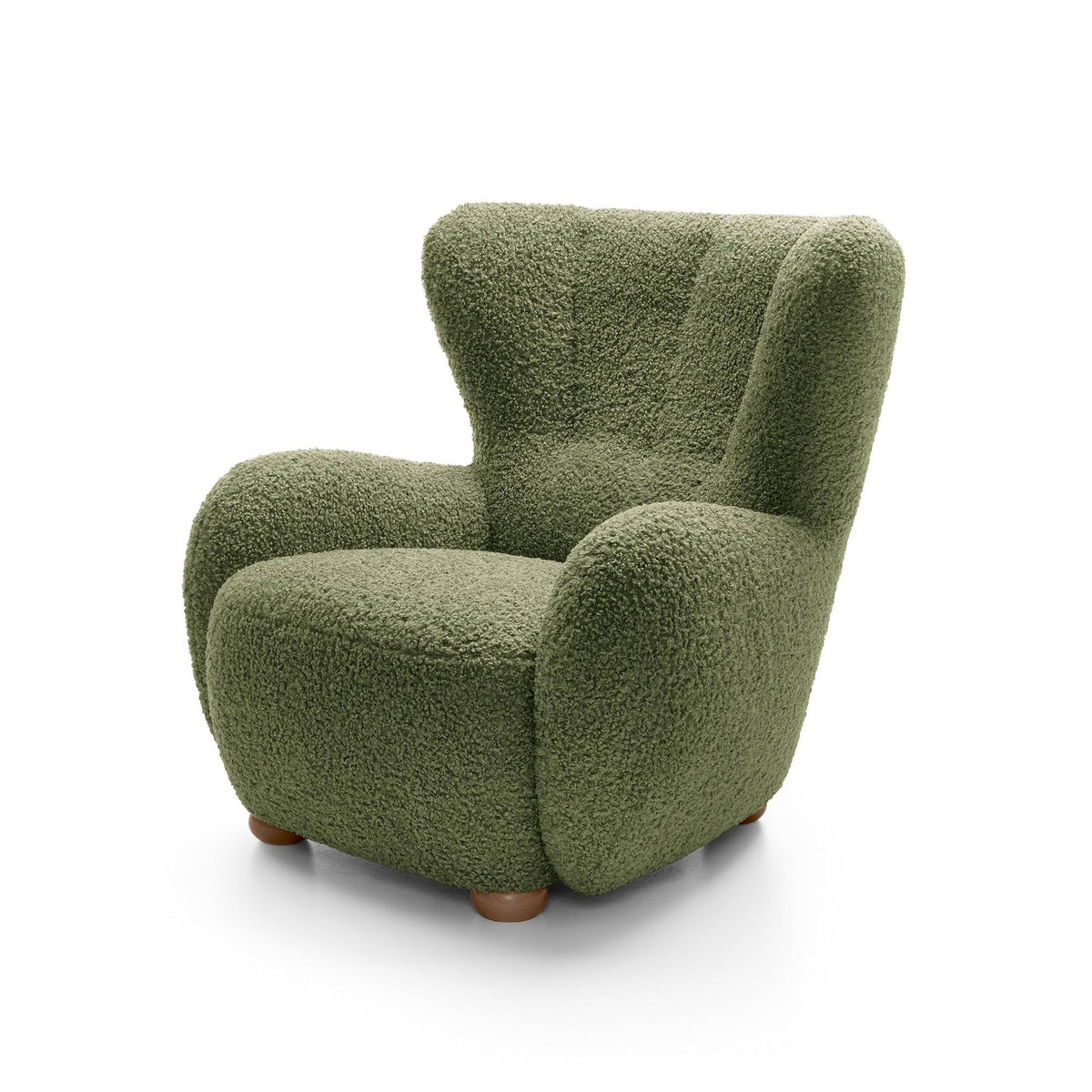 Tedi Armchair 88 cm, Scandinavian Style – Olive Green (ROLF 14), Oak