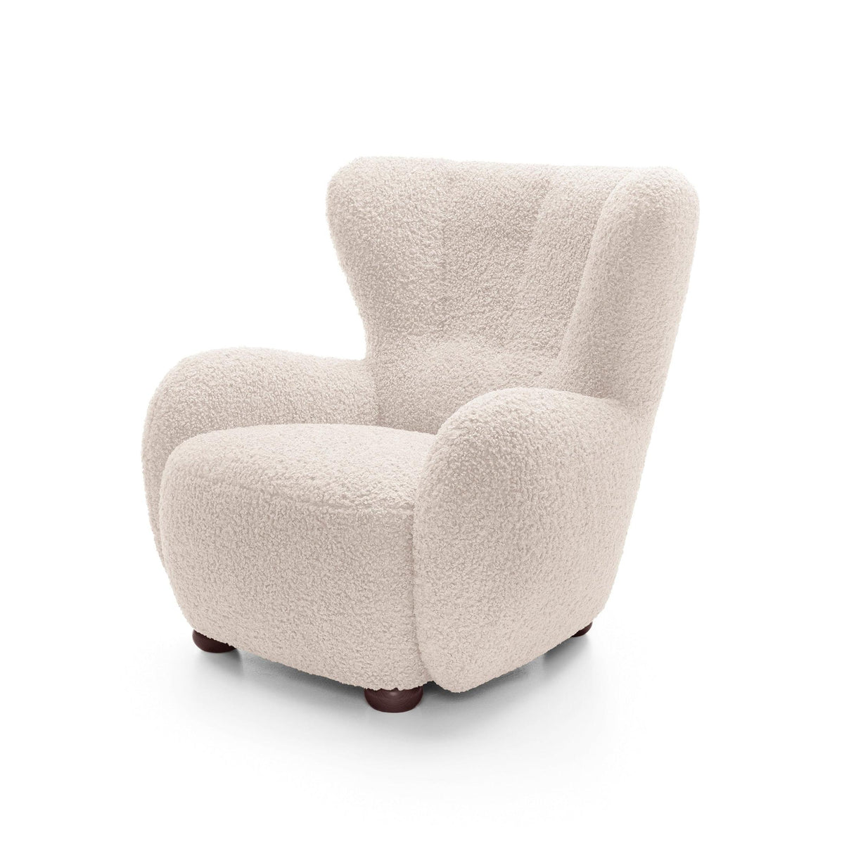 Tedi Armchair 88 cm, Scandinavian Style – Pearl Cream (ROLF 03), Walnut