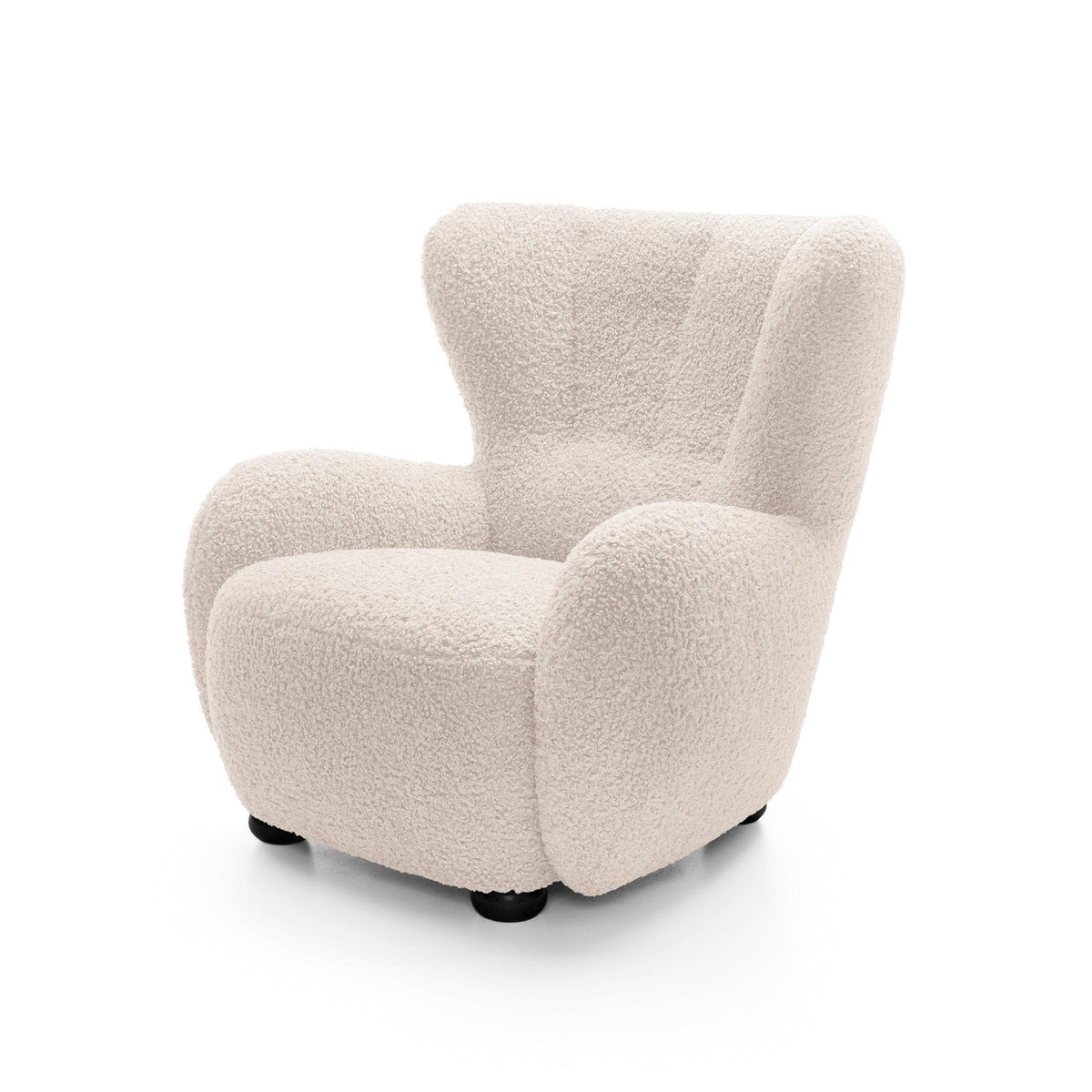 Tedi Armchair 88 cm, Scandinavian Style – Pearl Cream (ROLF 03), Black