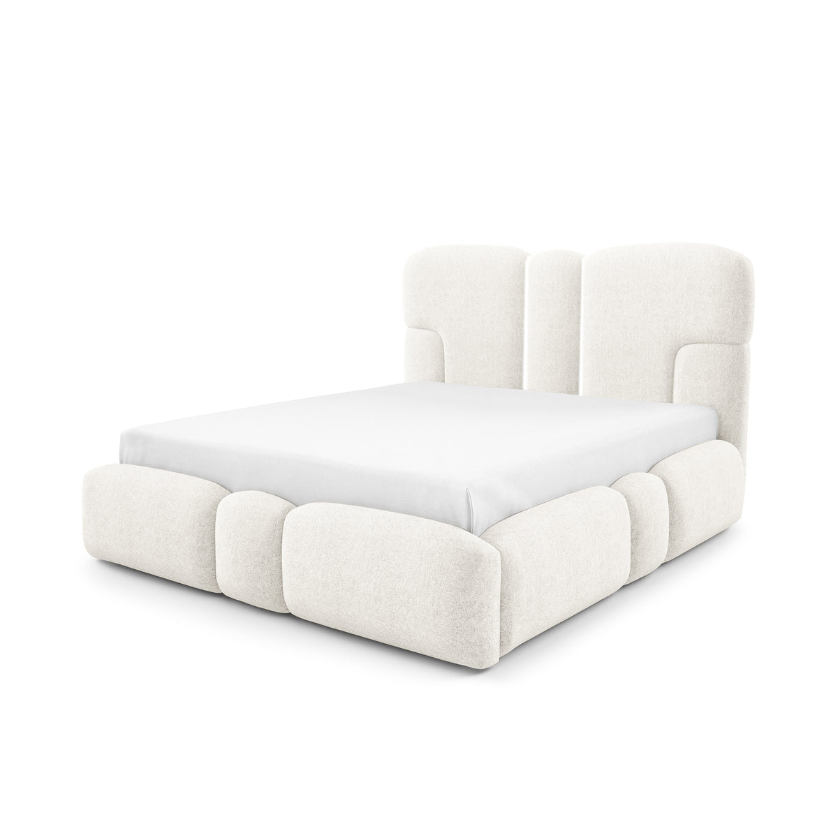Puffra Upholstered Ottoman Bed with Storage, Various Sizes in Soft Style – Soft Velvet Light (DOHA 01)