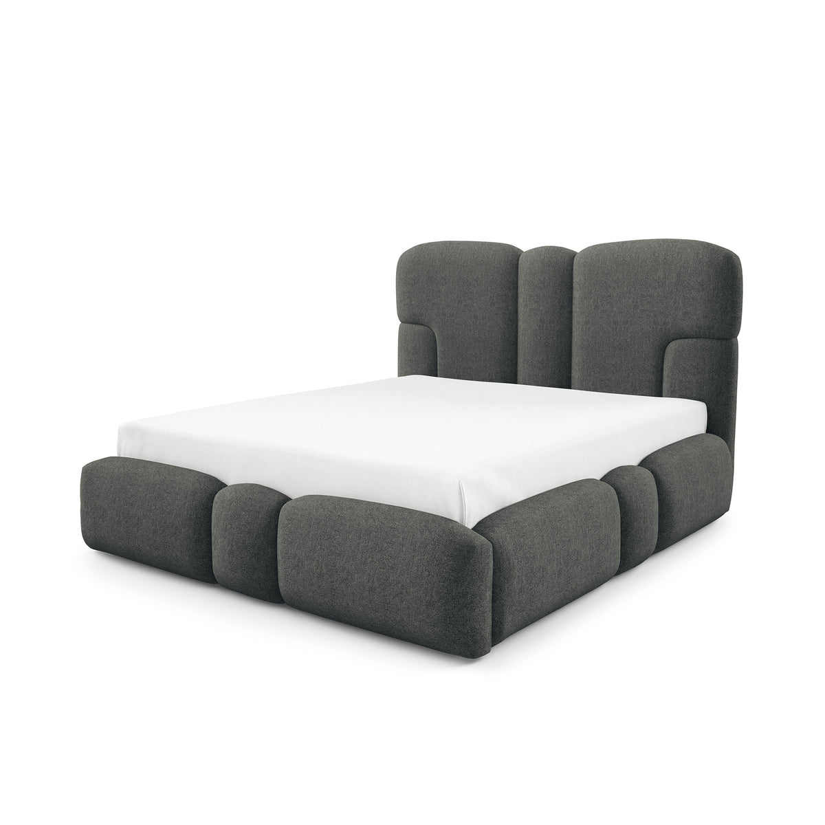 Puffra Upholstered Ottoman Bed with Storage, Various Sizes in Soft Style – Steel Depth (DOHA 21)